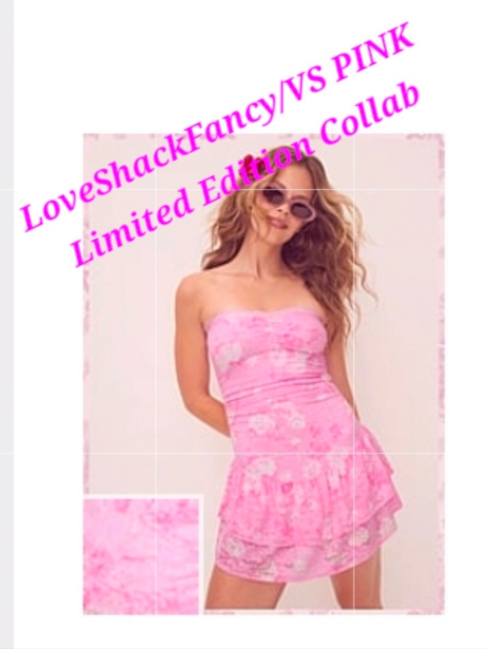 * FLAWED* LOVESHACKFANCY/VS PINK COLLAB LACE STRAPLESS DRESS